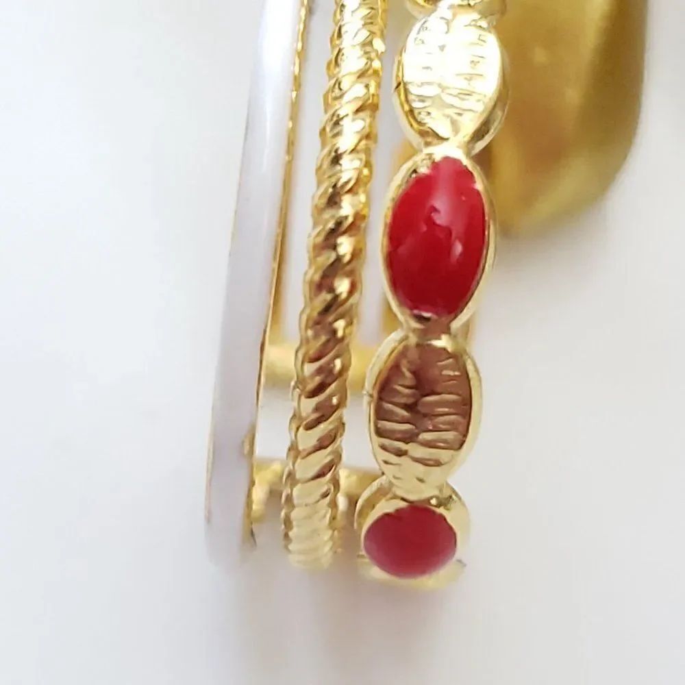 Red White Gold Cuff Ring - Picture 7 of 10